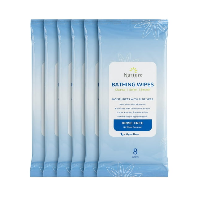 Nurture Valley Toallitas de baño sin enjuague para adultos Limpieza sin agua con aloe para pieles sensibles Toallita húmeda desechable para baño corporal para adultos para discapacitados postrados en