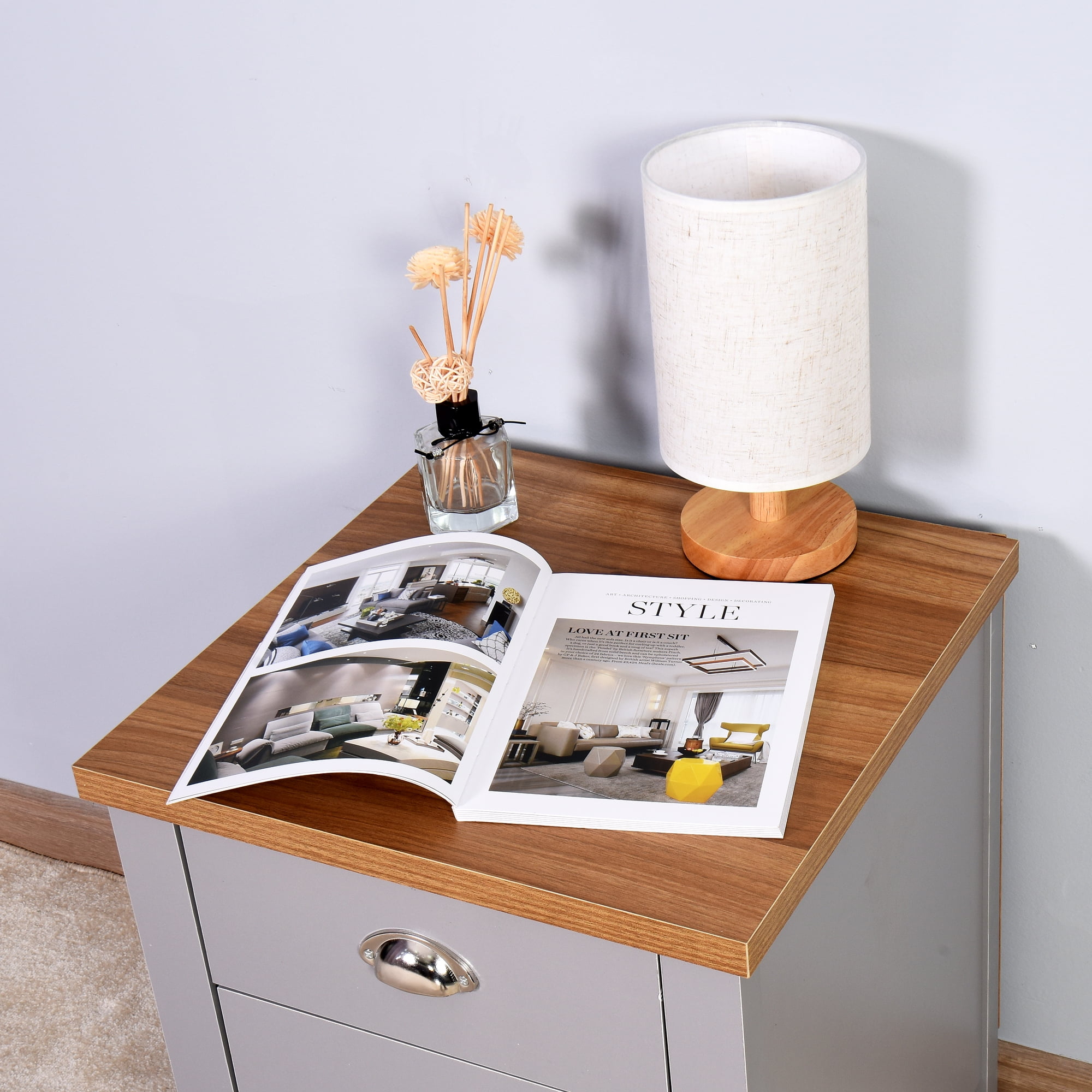 Kadyn 3 Drawer Nightstand, Bedside Table End Table with Large Space for Bedroom, Nursery, Closet, Gray Kadyn 3 Drawer Nightstand, Bedside Table End Table with Large Space for Bedroom, Nursery, Closet, Gray