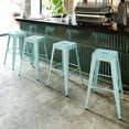 thumbnail image 5 of Flash Furniture Kai Commercial Grade 30" High Backless Distressed Green-Blue Metal Indoor-Outdoor Barstool, 5 of 11