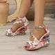 thumbnail image 1 of MKLEKYY Sandalias para Mujer, Sandalias de Mujer A La Moda Con Nuevo Patrón de Flores, Tacón de Cuña Aumentado, Cómodas, Zapatos Casuales Sin Cremallera, 1 of 4
