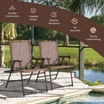 thumbnail image 6 of GVN Set of 2 Patio Folding Sling Back Camping Deck Chairs-Brown, Outdoor Furniture Chairs for Backyard, Porch, Garden, Poolside, 6 of 7