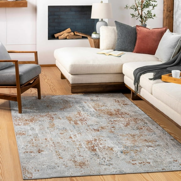 Hauteloom Fulham Living Room, Bedroom Area Rug - Modern - Blue, Brown, Red - 10' x 14'