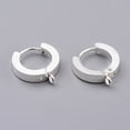 thumbnail image 1 of 201 Stainless Steel Huggie Hoop Earrings Findings with Vertical Loop with 316 Surgical Stainless Steel Earring Pins Ring Silver 15.5x14x3mm Hole: 1.4mm Pin: 1mm, 1 of 3