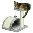 thumbnail image 1 of PawHut 18" Cat Scratching Tree Kitty House with Hanging Toy (Grey), 1 of 10