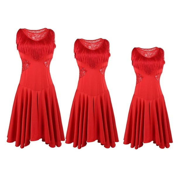 Trajes De Danza Latino Vestido De Tango Con Flecos Elegante Y - Main Image