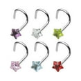 thumbnail image 1 of 316L Surgical Steel Nose Screw with 3mm Prong Set Gem Star, 1 of 1