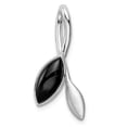 thumbnail image 2 of Sterling Silver Rhodium-plated Polished and Brushed Onyx Leaf Slide Pendant, 2 of 3