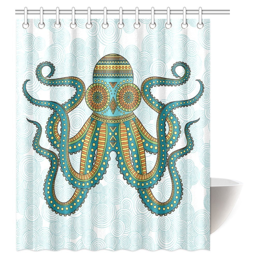 MYPOP Kraken Octopus Nautical Decor Shower Curtain, Octopus Print