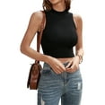 thumbnail image 4 of Seyurigaoka Women Summer Fashion Knitted Tank Tops, Solid Color Sleeveless Round Neck Pullover Slim Fit Bottoming Shirts, 4 of 8
