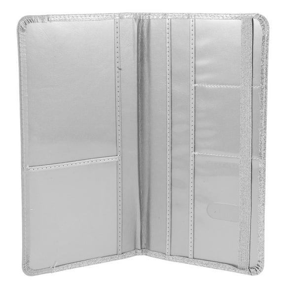 Phenofice 1Pack Elegant Design Rectangular Grey Pu Passport Wallet for Women Slim Card Organization