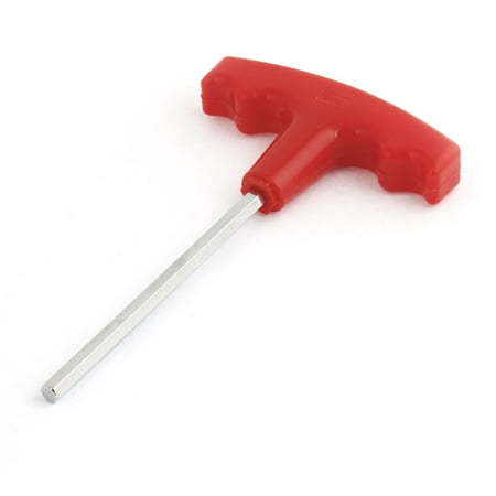T Shaped Red Plastic Nonslip Handle Shank Hex Key Wrench 6.1