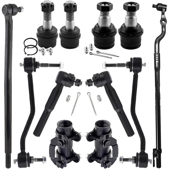 4WD Front Suspensiont Kit Replacement for 2000-2005 Ford Excursion, 2000-2004 Ford F-250 F-350 Super Duty Lower Upper Ball Joints and Tie Rod End Sway Bar Links 12pc Set
