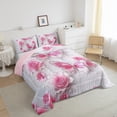 thumbnail image 2 of jejeloiu Glitter Butterflies Print King Size Comforter Sets,Pink Floral Flower Bedding Comforter Set,Romance Theme Bedding Set For Children,Microfiber Bedroom Decor Reversible,3pcs, 2 of 7