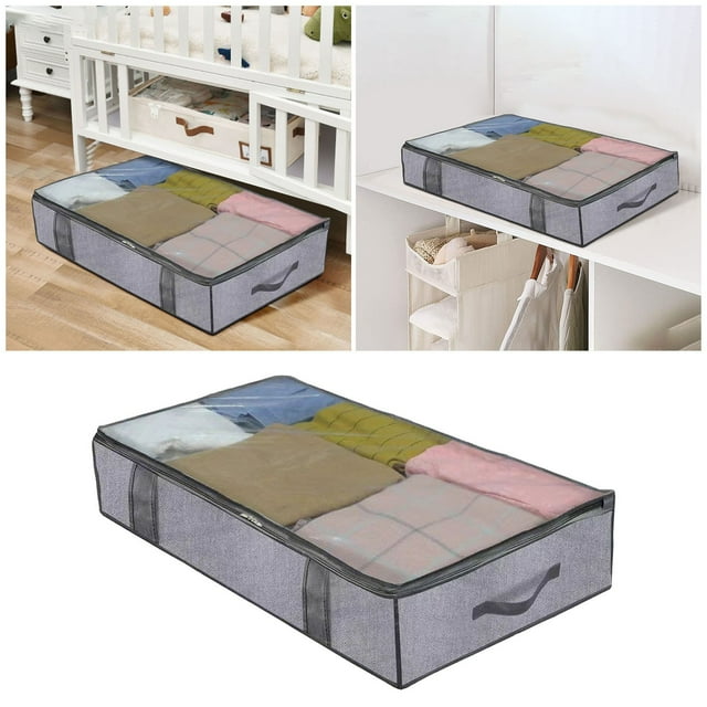 fsxdhpcsgfc Underbed Storage Bags For Blankets & Clothes Non Woven Fabric Foldable Portable Closet Organizer College Clothes Organizer Zipper Storage Bag Photo Storage Containers Storage with Lids 30