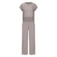 thumbnail image 4 of UYISJ Women Two Piece Outfits Crochet Sheer Knit Sweater Top Wide Leg Pants Lounge Matching Sets Sweatsuit Travel Clothes Gray L, 4 of 7