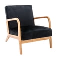 thumbnail image 3 of Xukmct Upholstered Velvet Accent Chair with Wood Frame, Mid Century Modern Fabric Armchair for Living Room, Bedroom, Office, Black, 3 of 7