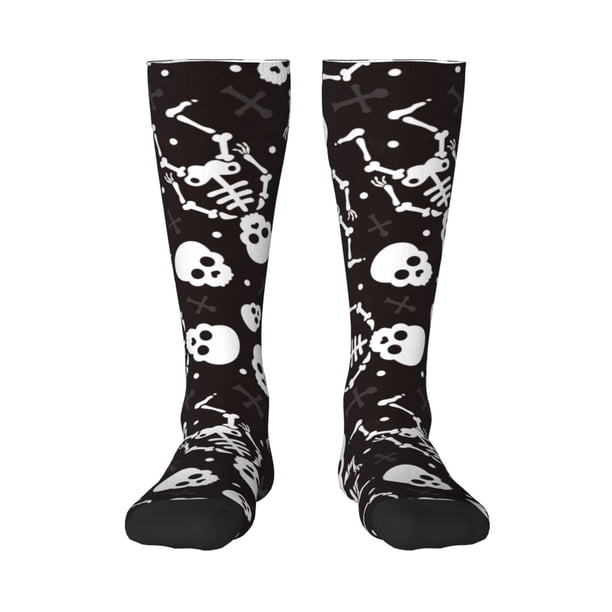 Fotbe Skeleton Calcetas Divertidas Estampadas para Hombre y Mujer, Calcetas de Algodón hasta la Rodilla para Caminar, Correr, Enfermería y Embarazo