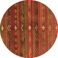 thumbnail image 1 of Ahgly Company Indoor Round Abstract Orange Contemporary Area Rugs, 3' Round, 1 of 1