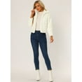 thumbnail image 2 of DARING DIVA Women's Faux Fur Fluffy Coat Collar Cropped Jacket M White, 2 of 6