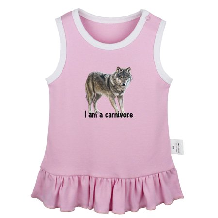 

I m A Carnivore Funny Dresses For Baby Newborn Babies Animal Wolf Pattern Skirts Infant Princess Dress 0-24M Kids Graphic Clothes (Pink Sleeveless Dresses 6-12 Months)