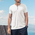 thumbnail image 2 of Men's Casual Short Sleeve Button Up Tee Solid Color Comfortable Top For Daily Wear Outdoor Spring Summer Activities Lightweight Breathable Mens Summer Lightweight Pullover Tee Shirts, 2 of 3