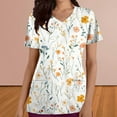 thumbnail image 4 of cocolona Scrubs for Women, V Neck Short Sleeve Scrubs Tops Fashion Casual Floral Print Workwear T-shirts Work Uniform with Pockets, 4 of 4