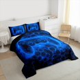 thumbnail image 3 of Manfei Boys Gaming Gamer Full Size Comforter Sets 3-Piece, Gradient Game Console Bedding Comforter Set, Black Blue Honeycomb Bedding Sets, Luxury Bedroom Decor, 3 of 8