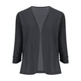 thumbnail image 4 of XPMWRP Women's Solid Color Casual Lightweight Jackets Ruched 3/4 Sleeve Open Front Work Office Blazer Suit Lapel Coat Gray M, 4 of 9