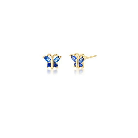 Surgical Stainless Steel Studs Earrings Little Girl - Women Butterfly Shape Birthstone Cubic Zirconia Hypoallergenic Earrings