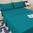 thumbnail image 3 of shiyou-Queen Sheets, Soft Teal Microfiber Cooling Sheets Drap Lit with Corner Straps, Emerald Deep Pocket Luxury Hotel Cozy Bedding Set, 3 of 4