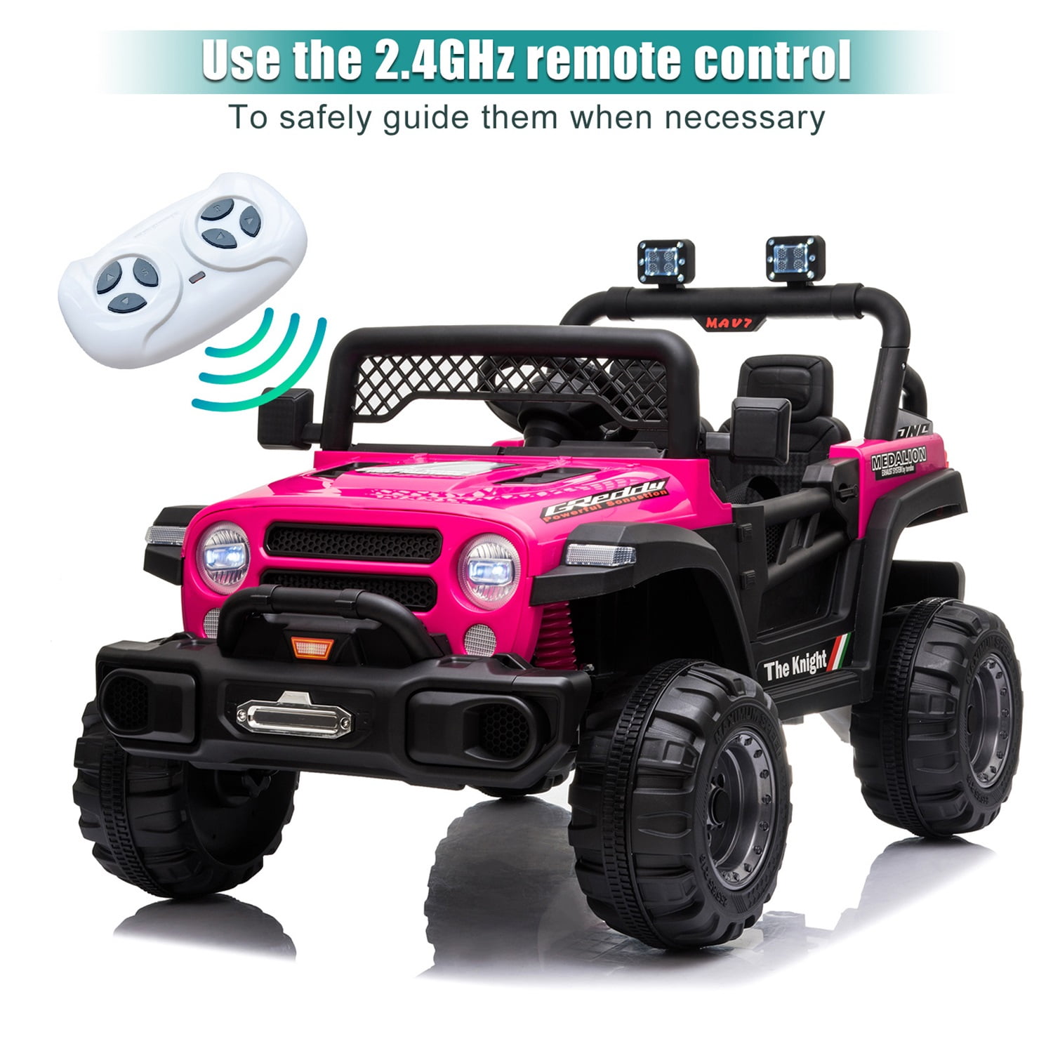 CIPACHO 12V Kids Ride On Truck Car with Parent Remote Control, Spring Suspension, LED Lights, AUX Port, Kids Electric Vehicle Toy, Pink