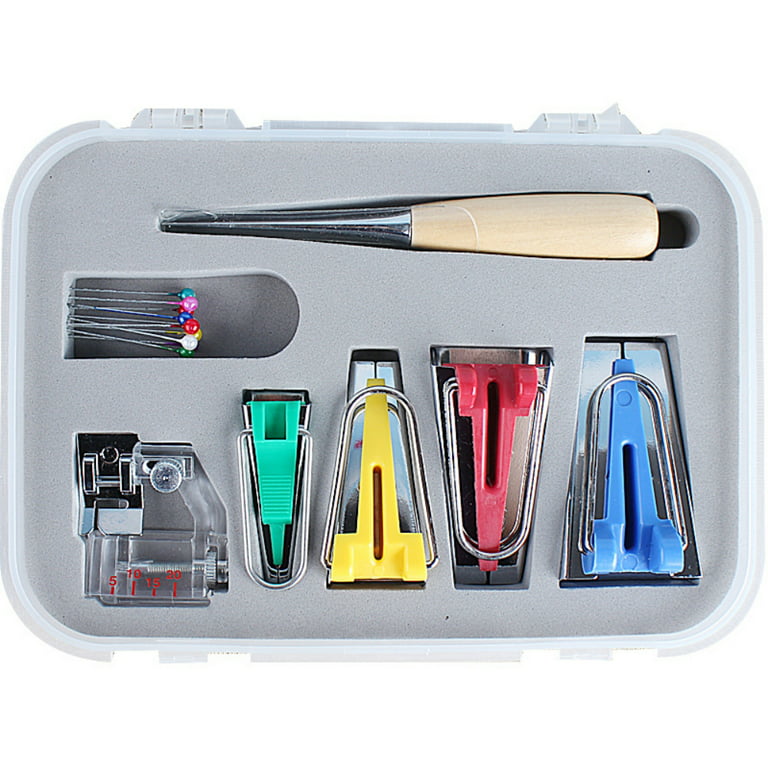 Madam Sew Bias Tape Maker Kit – Adjustable Binding Presser Foot, 4 Bias  Tape Makers, Quilt Awl and 10 Bead Head Pins – Compatible with Brother,  Janome and Low Shank Sewing and Quilting Machines