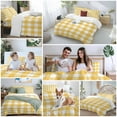 thumbnail image 6 of Pastoral Style Duvet Cover Set Full Size Yellow Lattice Soft Lightweight Comforter Covers 4 Piece Bedding Set with 1 Duvet Cover 1 Bed Sheet & 2 Pillow Shams, 6 of 8