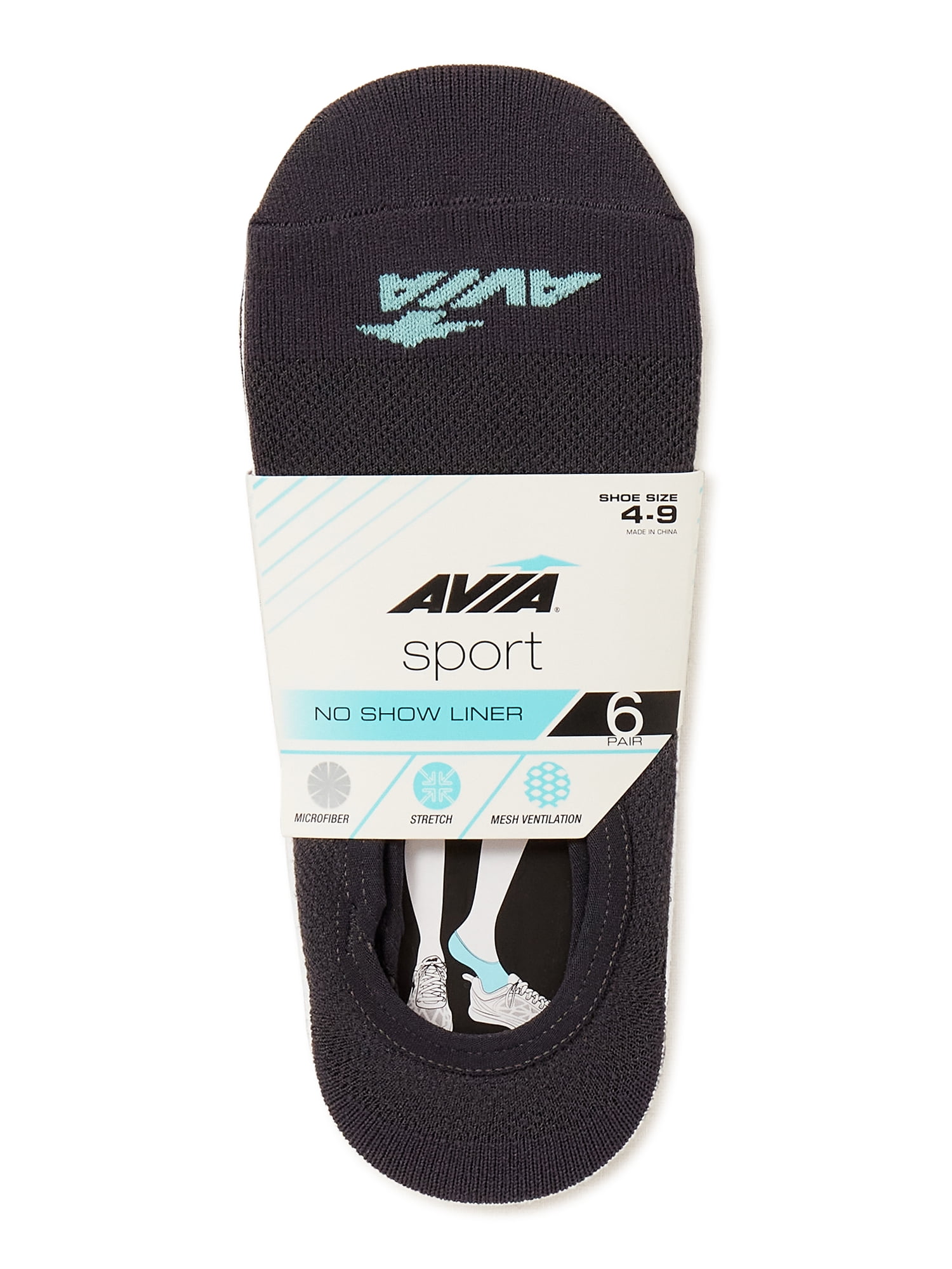 Avia Women's Micro Performance Sport No Show Liner Socks, 6-Pack