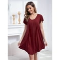 thumbnail image 4 of FEREMO Nightgowns for Women Plus Size Short Sleeve Loose Sleepshirt Soft Scoopneck Sleepwear 3 Pack, 4 of 7