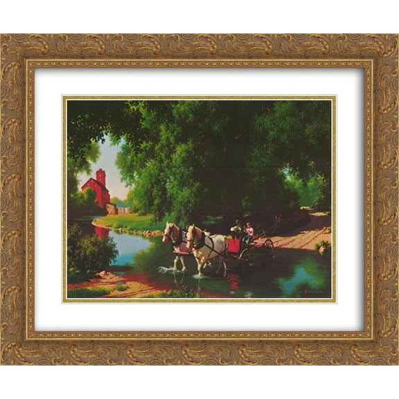 Big Moment 2x Matted 24x20 Gold Ornate Framed Art Print by Paul Detlefsen