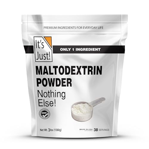 ¡Es justo! - Polvo Mass Gainer, 100% maltodextrina (carbohidratos complejos), energía sostenida, absorción rápida, sin OGM, se agrega fácilmente a cualquier batido de proteínas, 3 libras / 38 porcione