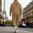 thumbnail image 4 of GrmtClth Sweat Suits Mens 2 Piece Novelty Solid Color Hoodie and Sweatpants Comfort Soft Long Sleeve Gym Outfits Camel XXL, 4 of 5