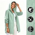 thumbnail image 2 of Womens Waterproof Raincoat Lightweight Rain Jacket Trench Coat Hooded Breathable Windbreaker With Pockets for Outdoor Hiking, 2 of 9