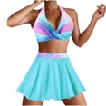 thumbnail image 1 of Conjunto de Bikini de Cintura Alta para Mujeres, Moda de Impresión Gradiente, Colgantes Ajustables Bikini sin Espalda, 1 of 7