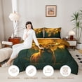 thumbnail image 3 of Manfei Vintage Deer Grid Twin Comforter Sets,Rustic Wildlife Bedding Set,Green Orange,Black Reversible,2 Pieces,1 Comforter and 1 Pillowcase, 3 of 7