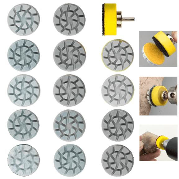14 Pcs Wet Dry Diamond Polishing Disc Set, 2.3mm Shank Hook & Loop Mini Sanding Pads 50#-10000# Grit, Grinding Wheels for Jade, Ceramic, Granite Stone Polishing