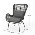 thumbnail image 2 of Chaises Club d'Extérieur en Osier avec Coussins (Ensemble de 2), 2 of 7