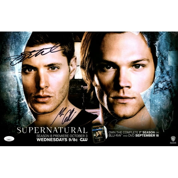 Supernatural Signed Cast Autograph 11X17 Poster Ackles Padalecki  5 JSA XX76671