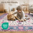 thumbnail image 4 of ODIKA 3'x5' Oushak Floral Lattice With Distressed Medallion And Vintage Boho Accents Washable Accent Rug None for Bedside, Nursery Room, Pet Friendly & Non-Shedding, 4 of 7