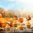 thumbnail image 5 of Thanksgiving Cake Inserts, Turkey Pumpkin Cupcake Flags, 12Pcs Paper Sticks with Adhesive Dots, Unique Festive Design, Easy to Install, Party Decoration Supplies, Eye-Catching Cake Ornament, 5 of 7