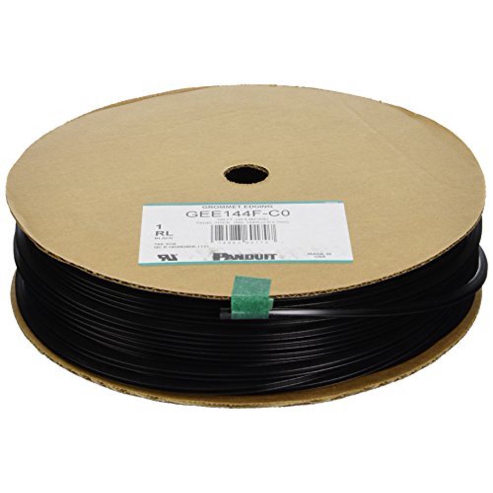 Panduit GEE144FC0 Slotted Weather Resistant Polyethylene Grommet Edging, Black
