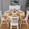 thumbnail image 2 of Yellow Highland Cow Flower Pattern Round Tablecloth 60"x60",Wrinkle Wipeable Table Cloth for Kitchen Dining Room Picnic Patio Party, 2 of 6