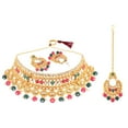 thumbnail image 6 of Efulgenz Indian Bridal Sets for Women Wedding Traditional Faux Pearl Kundan Crystal Stone Necklace Chaandbali Earrings with Maang Tikka Bollywood Indian Jewelry for Women, 6 of 7