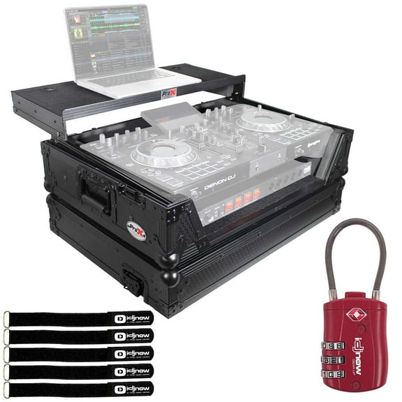 ProX XS-PRIME2 LTBL Black on Black Denon Prime 2 Standalone DJ System Flight Case with Red TSA Combination Lock Package